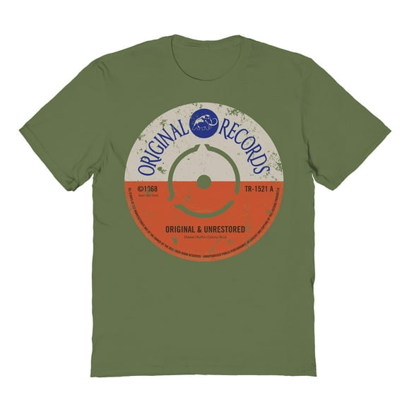 Original & Unrestored Records Graphic Military Green Men's Cotton T-Shirt