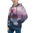 thumbnail image 2 of Kll Unisex Kids Boys Girls Hooded Pocket Pullover Hoodies-Lighthouse Waves Torrential Rain, 2 of 9