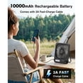 thumbnail image 2 of Travel Desk Fan, 8 in Battery Operated Fan with 10000mAh Rechargeable Battery, 40H Runtime, 100 Speeds, 180° Tilt Folding Portable Fan for Desktop, Home, Camping, 2 of 7