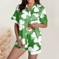 thumbnail image 2 of Women's Pajama Sets Trendy St Patrick'S Day Short Sleeve Top And Shorts Sleepwear,Green,L, 2 of 5