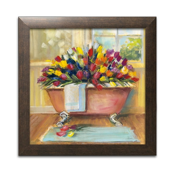 Gango Home Decor Contemporary Bathtub Bouquet II by Carol Rowan (Ready to Hang); One 12x12in Brown Framed Print