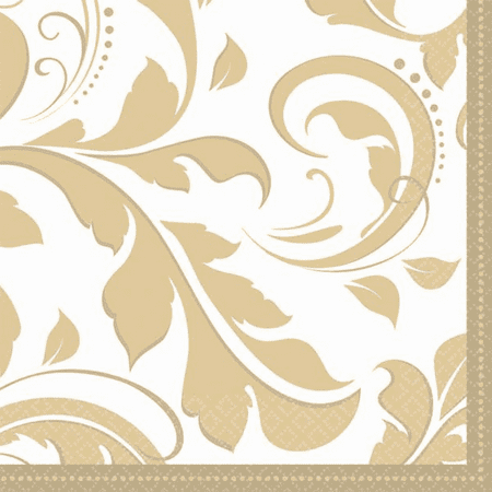 - Wedding 'Gold Elegant Scroll' Small Napkins (16ct)