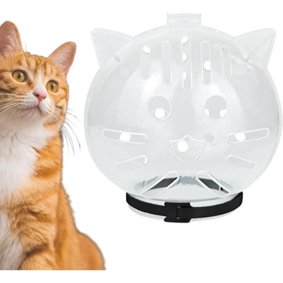 Cat Transparent Muzzle for Grooming, Ultra-Light Cat Recovery Collar, Breathable Astronaut Helmet Face Mask, Prevent Aggression, Nail Trimming & Grooming (Small)