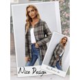 thumbnail image 5 of HUBERY Women Open Front Long Sleeve Houndstooth Plaid Print Cardigan, 5 of 6