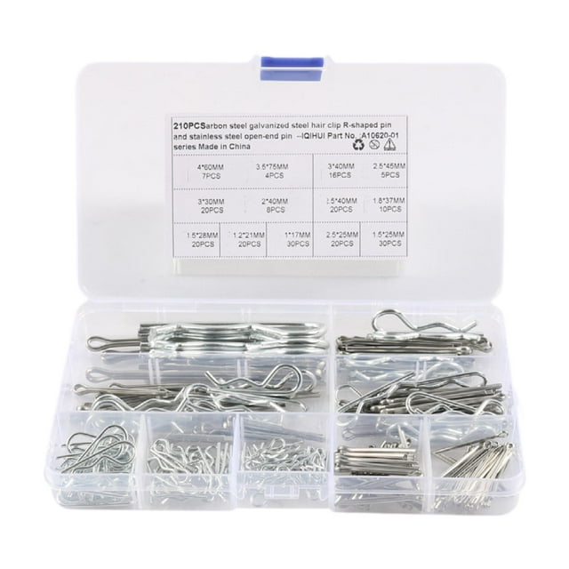 210 piezas Pin de cabello Cotter Pon Kit de surtido R Clips Pins Pins Clips para sujetar camiones de garaje para automóviles automotrices