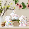 thumbnail image 2 of YWIYIUD 1PC Wooden Easter Rabbit Table Decorations Easter Hand Painted Rabbit Ornaments Tabletop Centerpieces Tiered Tray Decor for Spring Easter Indoor Home Party Patio Yard Decor 6.5inch, 2 of 5