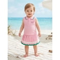 thumbnail image 4 of BemeyourBBs Toddler Baby Girl Golf Outfit Infant Baby Girl Summer Clothes Ribbed Sleeveless Half Button-up Collared Veast Tank Tops and Pleated Skirts Set Toddler Girls 2 Piece Summer Outfit, 4 of 9