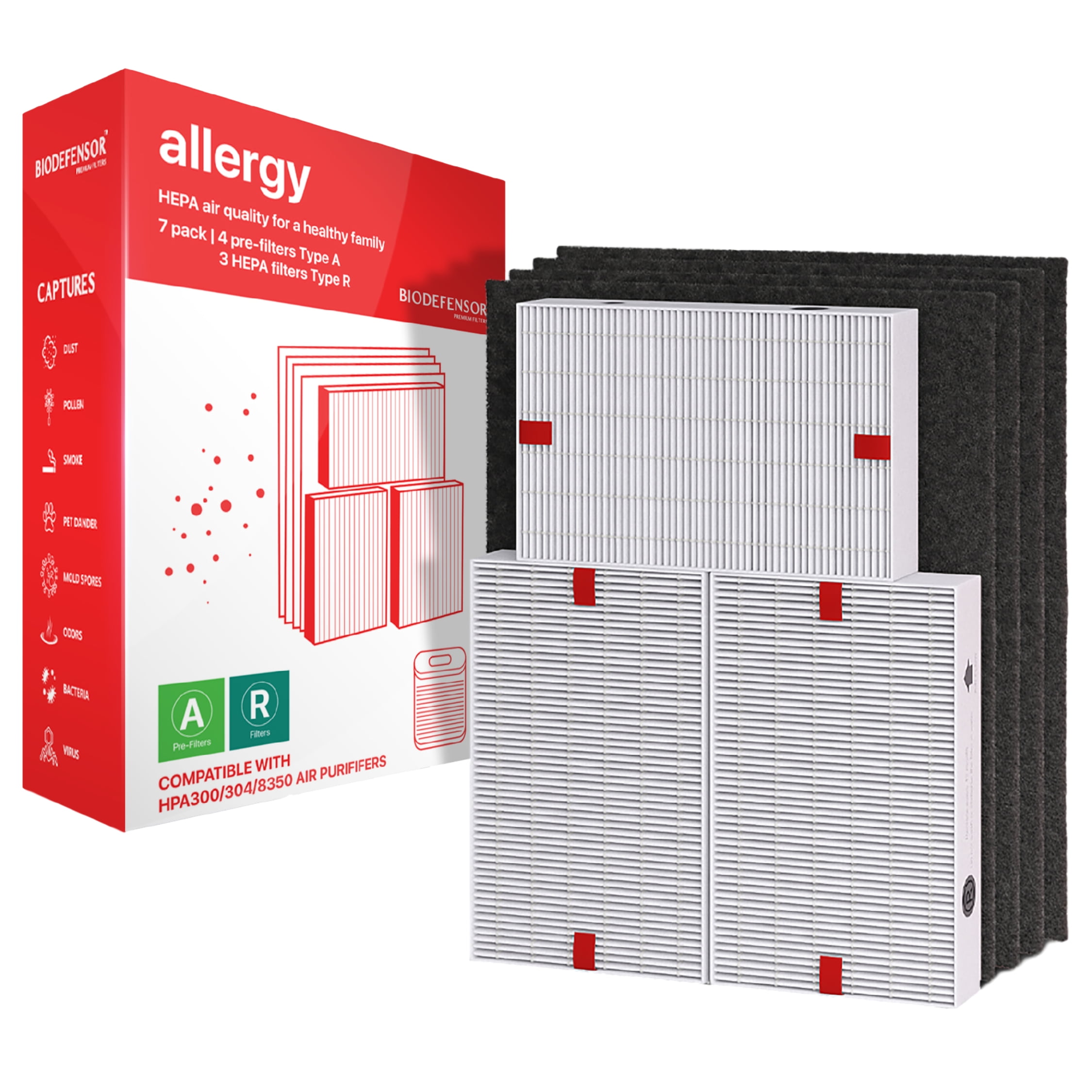 Honeywell HPA300 Replacement Filters HEPA & Activated Carbon 10.2 x 6.5