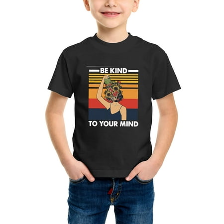 

Envmenst Be Kind to your Mind Inspirational Mental Health Graphic Boys Short Sleeve T-Shirt Kids Girls Cotton Tees Unisex Top