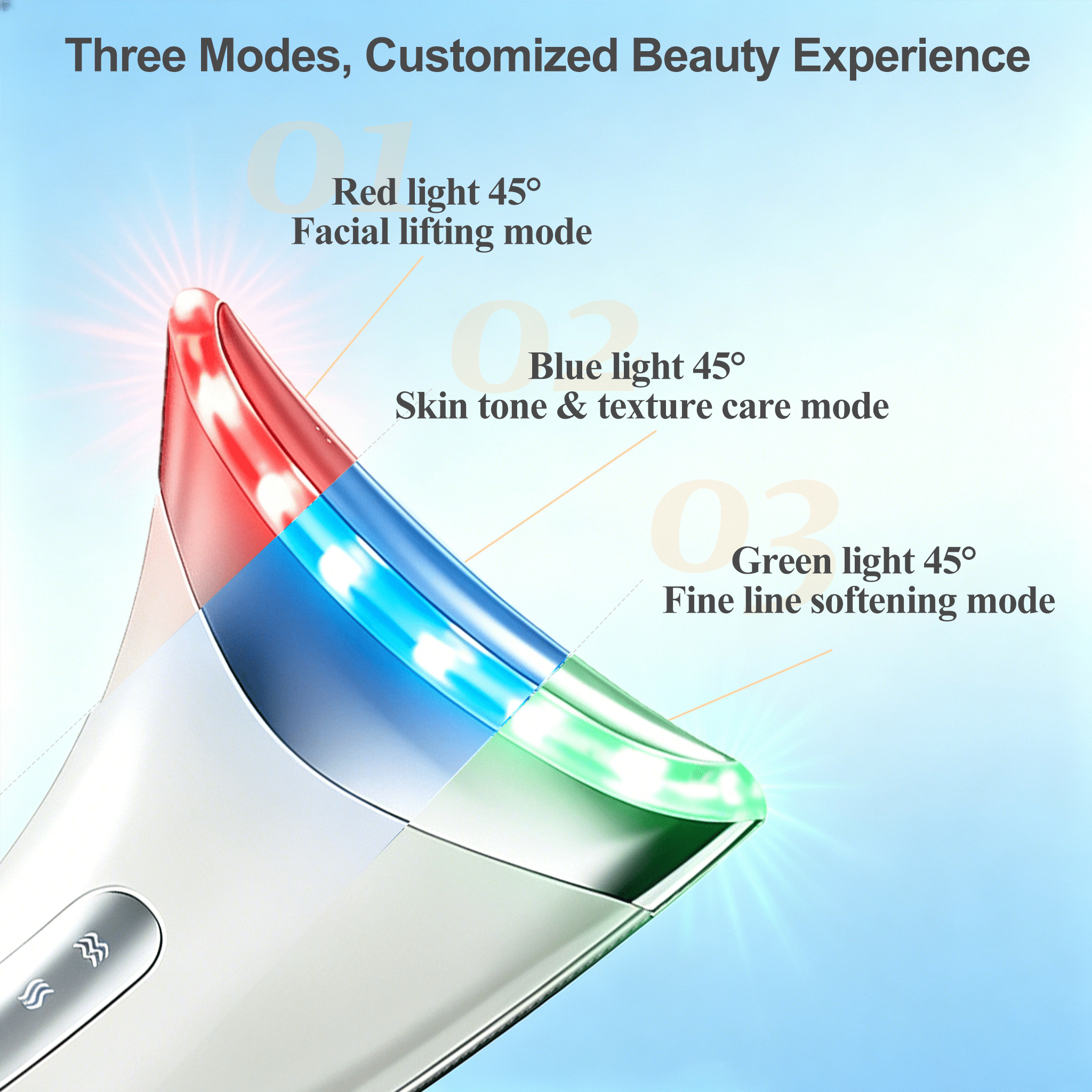 3 Color Red Light Therapy Face Neck Massager, Adjustable Vibration Neck Firming Device, Portable Facial Skincare Tool with Base, White