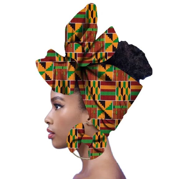 XIAOHUAGUA Fashion African Head Scarf And Warrings 2 Pieces Women Headwear Wax Ankara Hairband