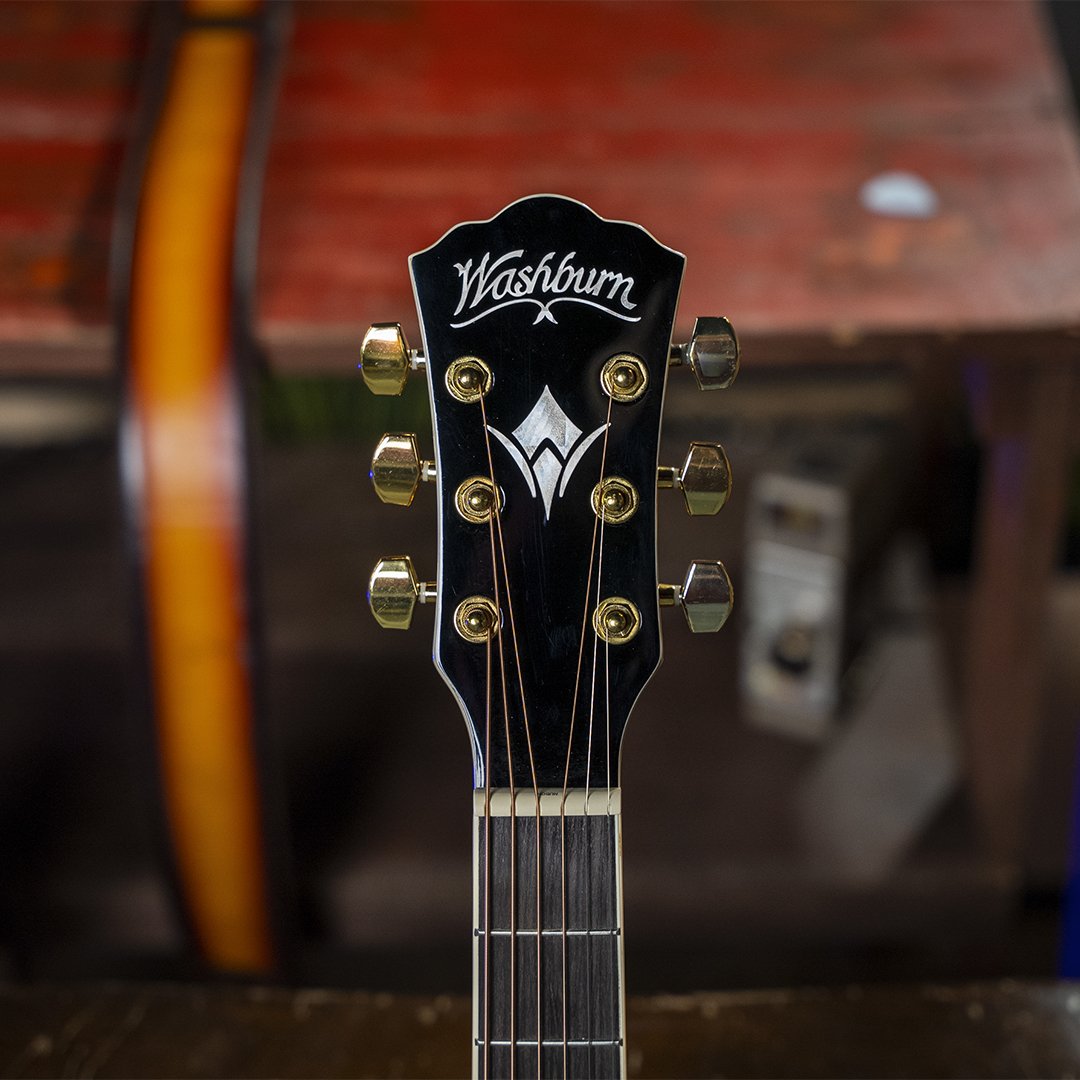 Washburn Festival Series Cutaway Mini Jumbo Acoustic Electric Guitar, Koa Burst, 6 Strings