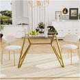 thumbnail image 5 of Gold Modern Rectangular Glass Dining Table for 6, Tempered Glass Top with Sturdy Metal Legs, Kitchen Dining Room Table for Home Office, 5 of 10