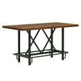 thumbnail image 3 of 63" Counter Height Dining Table for 6, Industrial Rectangular Bar-Height Table with Sturdy Metal Frame and Footrest, Rustic Brown Tall Kitchen Table for Dining Room, 3 of 8