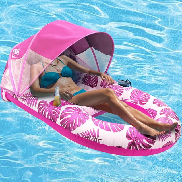 Piscina flotante COOLCOOLDEE con toldo UPF50+ para adultos