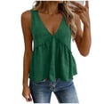 thumbnail image 2 of Deep V-Neck Tank Tops for Women Sleeveless Blouse with Open Back Tie Detail Cute Peplum Cami Going Out Tops for Summer Comfort Wear, 2 of 8