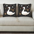 thumbnail image 3 of Whimsical White Swan Throw Pillow Covers 18x18in Set of 2 - Colorful Floral & Star Design for Couch Bed Car, 3 of 8