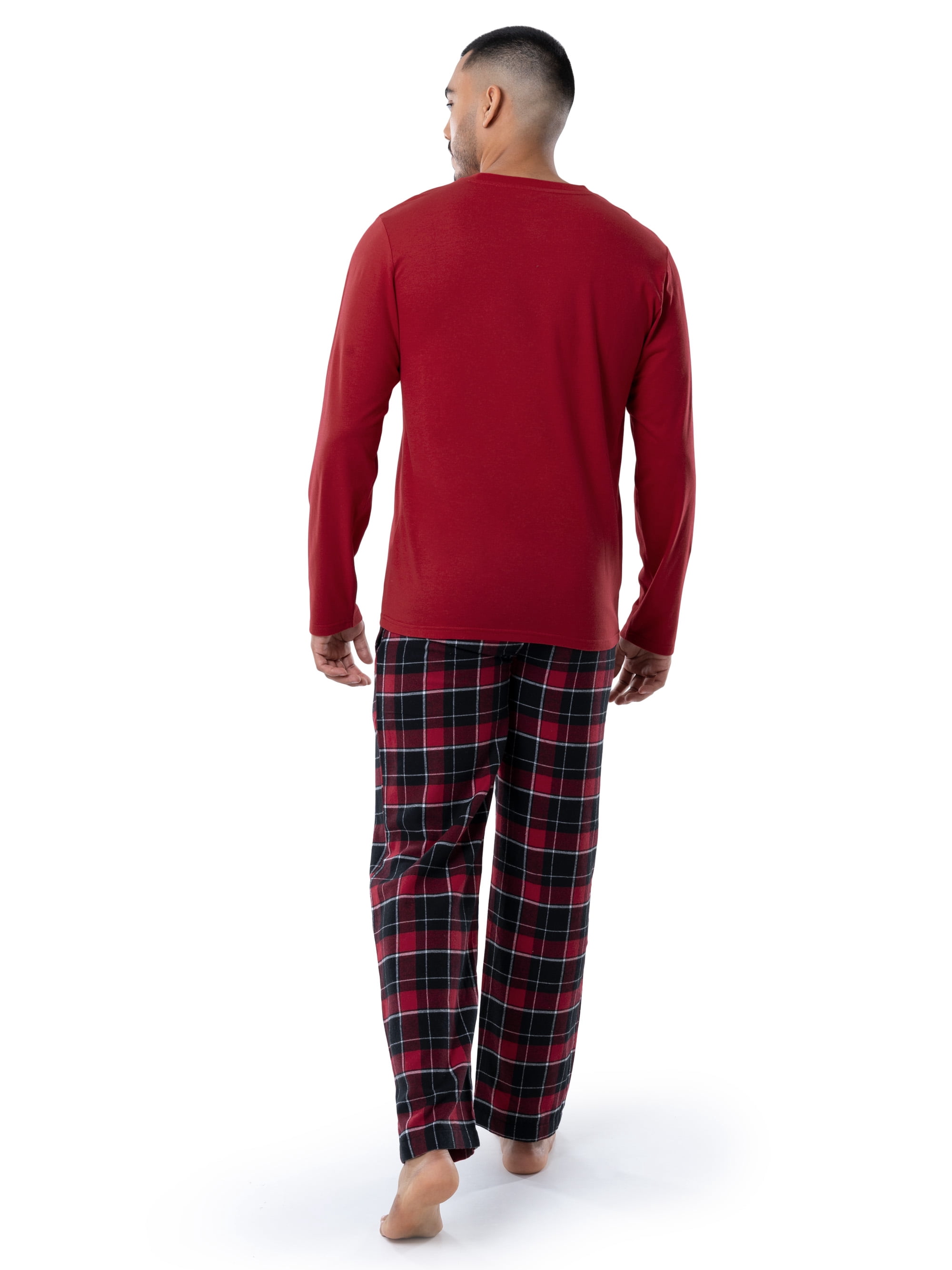 Fruit of the Loom Men's Jersey Knit Top and Flannel Pajama Pants Set, 2-Piece, Sizes S-5XL