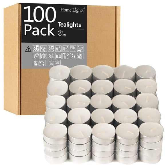 Velas Tealight Home Lights, color blanco, 4 horas de combustión, 100.200