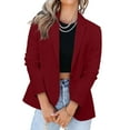 thumbnail image 2 of BiZtdJrK Womens 2025 Fall Long Sleeve Suit Jacket Button Open Front Cardigan Blazer Business Casual Lapel Collar Dress Blazers Lighten Sales of the Day Wine XXL, 2 of 7