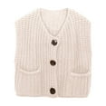 thumbnail image 1 of Women's Sleeveless Solid Color Pocket Button Knit Cardigan Vest Short Outerwear For Spring And Summer, 1 of 7