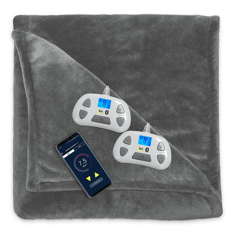 Serta Queen Grey Heated Blanket Perfect Sleeper Bluetooth Wireless Heated Blanket Queen Grey Walmart