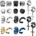 thumbnail image 4 of 10 pares de aretes magnéticos para hombre, aretes magnéticos de acero inoxidable, aretes de aro con forma de cruz sin perforar, aretes unisex con clip y circonita cúbica., 4 of 5