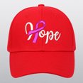 thumbnail image 2 of Unisex Breast Cancer Awareness Hope Letter Embroidery Duck Tongue Cap Casual Curved Brim Hat Red, 2 of 4
