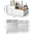 thumbnail image 3 of PandaTop Makeup Organiser, Large Countertop Vanity Cosmetic Stand Containers, Lipsticks Brushes Desk Storage Organizer with 3 Drawers and 9 Compartments , White, 3 of 8