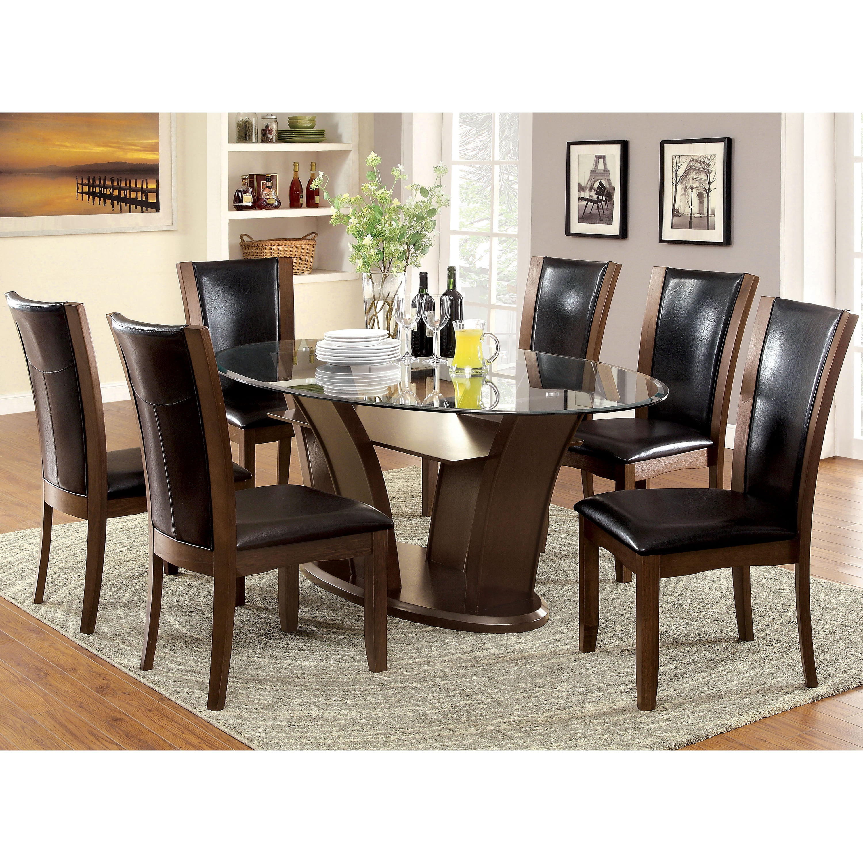 Furniture of America Longbotton Upholstered Dining Chairs - Set of 2, Black