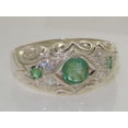 thumbnail image 5 of LBG 925 Sterling Silver Natural Emerald and Diamond Womens Band Ring - size 4.75, 5 of 6