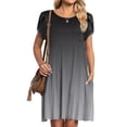 thumbnail image 3 of Femmes Robe d'Été Robe de Jour Robes Manches Pétale Femmes Décontractée Robe Confortable Col Rond Plage Swing Sundress avec Adulte Vêtements Féminins Gris Taille XXL, 3 of 4