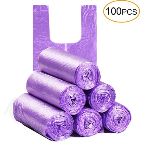 Bolsa de basura gruesa desechable con asa para corbata, 100 unidades, bolsa de basura portátil para el hogar, bolsas desechables para pañales, color verde