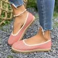 thumbnail image 3 of Yungyresw Flat Shoes For Women Plaid Pattern Comfortable Round Toe Slip On Shoes Everyday Work Fashion Casual Dress Shoes Red 36, 3 of 6
