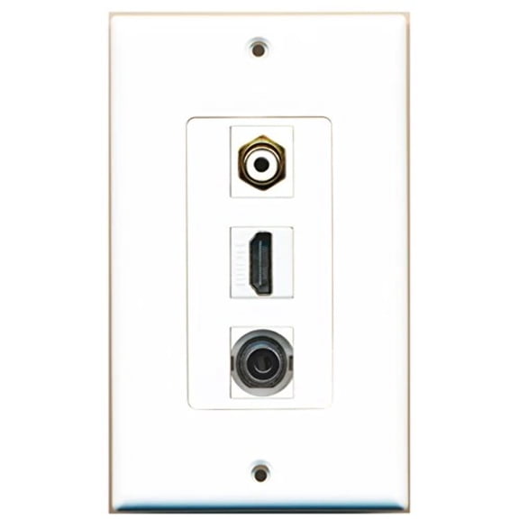 RiteAV - 1 Port HDMI and 1 Port RCA White and 1 Port 3.5mm Decorative Wall Plate