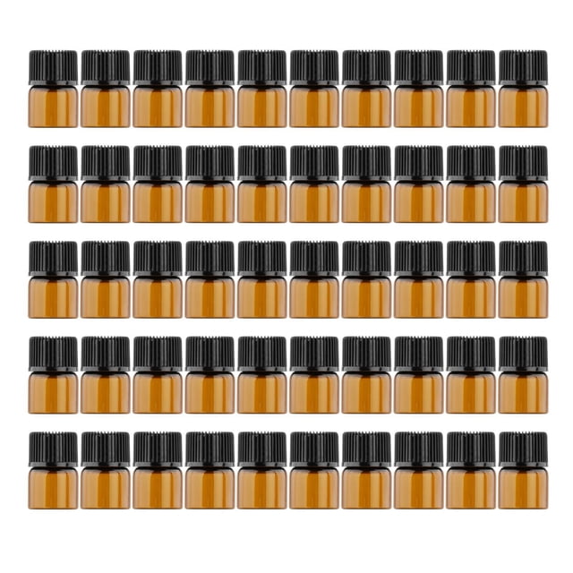50 piezas Mini botella de tapa de tornillo vacía Zulema para aceites de perfume 1ml color ámbar