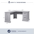 thumbnail image 5 of BELLEZE 60" L Shaped Home Office Desk with Storage Drawers - Kernville (Stone Grey), 5 of 7