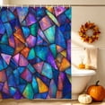 thumbnail image 3 of Stained Glass Shower Curtain, Waterproof Shower Curtains for Bathroom, Colorful Rainbow Abstract Geometric Washable Fabric Bathtub Curtain Set Bath Decor with 12 Hooks 72"x78", 3 of 8