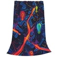thumbnail image 2 of Pofeuu Neon City Map Print Ultra-Soft Micro Fleece Blanket,for Bed Or Sofa,All Season Throw Blankets Flannel Blanket-60"x50", 2 of 7