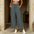 thumbnail image 4 of Luvrsol Flowy Pants for Women Plus Size Wide Leg High Waist Breathable Casual Slacks with Side Pockets S-2XL, 4 of 7
