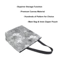 thumbnail image 3 of Open Top Canvas Tote Bag with Zipper Reusable Shopping Bag 13.5x15" Roomy Carryall Silver Metal Flower Pattern, 3 of 9