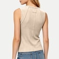 thumbnail image 5 of Oiangi Tank Top Women Crew Neck Ribbed Knit Sleeveless Shirts Casual Dressy Going Out Tanks Khaki S, 5 of 7