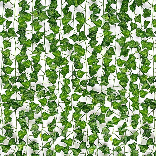 HATOKU 12 Pack Fake Vines for Room Decor Fake Ivy Leaves Greenery ...