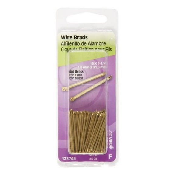 123745 2 oz Brad Brass Nails 1.25 x 16 in. - pack of 6