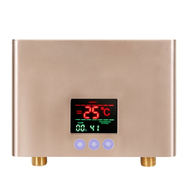 Calentador de agua eléctrico Calentador de agua instantáneo 3KW Mini calentador de agua eléctrico sin tanque Montado en la pared con pantalla LED Ajuste de temperatura de 3 niveles Control remoto par Irfora Calentador de agua eléctrico