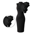 thumbnail image 4 of KHONTS Women's Ruffle Sleeveless Bodycon Knee Length Party Pencil Midi Dress Black S, 4 of 4