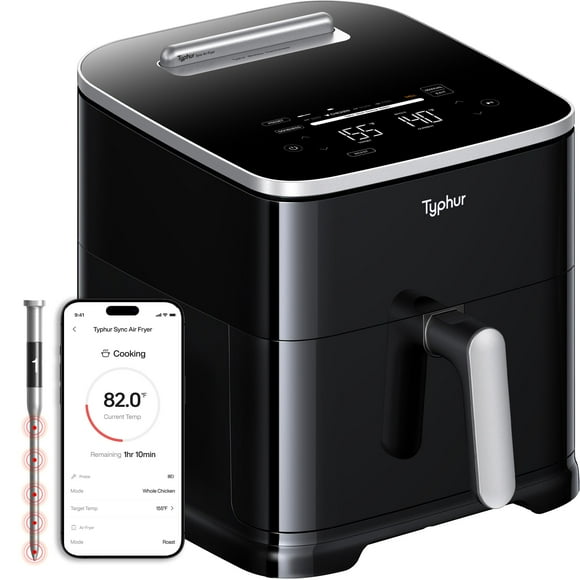 Freidora de aire Typhur Sync 8QT con termómetro inalámbrico inteligente 120V