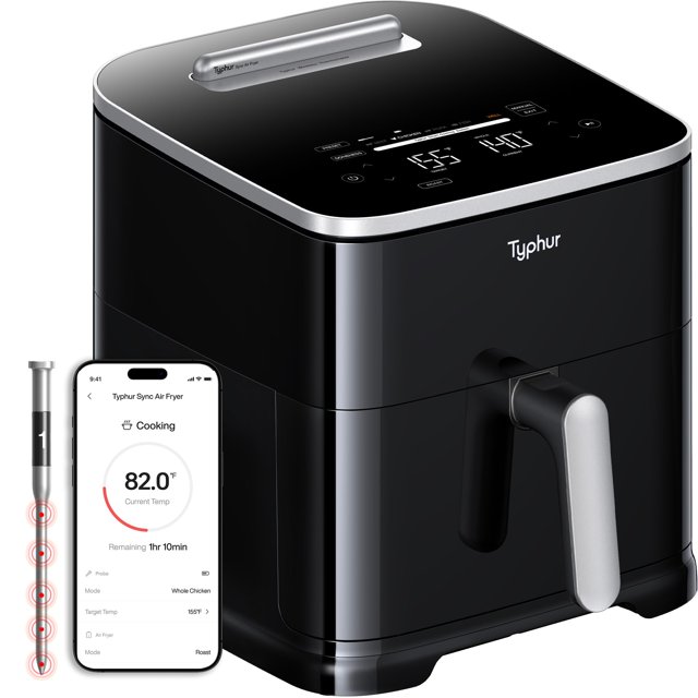 Freidora de aire Typhur Sync 8QT con termómetro inalámbrico inteligente 120V