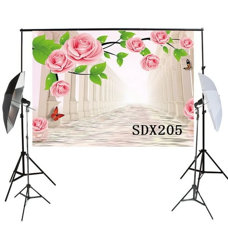 Image of HelloDecor Polyester Fabric 7x5ft Rose Theme photography Backdrop Background studio prop