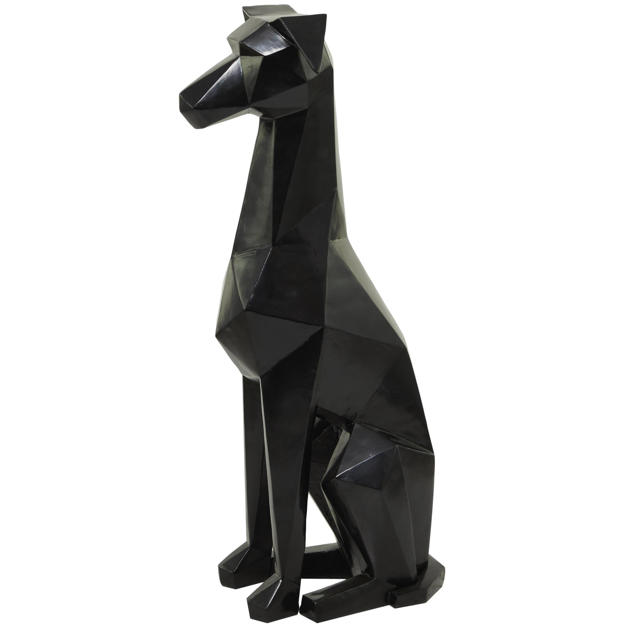 9" x 30" Black Polyresin Cubist Dog Sculpture, by DecMode